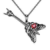 wholesale 925 Sterling Silver Skull Heart Necklace Pendant-Guitar