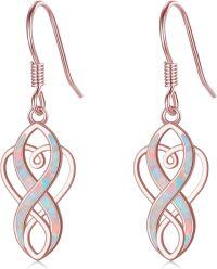 wholesale 925 Sterling Silver White Opal Celtic Knot Drop Earrings Irish s for Women-Rose Gold