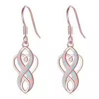 wholesale 925 Sterling Silver White Opal Celtic Knot Drop Earrings Irish s for Women-Rose Gold