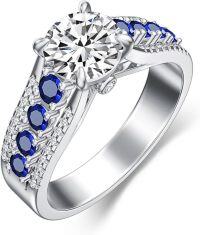 wholesale 14K Gold Moissanite 1 0ct Round Women s Wedding Ring-9 style 2