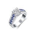 wholesale 925 Sterling Silver Sapphire And Zircon Ring-0-0