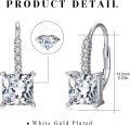wholesale 925 Sterling Silver CZ Princess Cut Square Drop Leverback Earrings-0-3