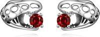 wholesale 925 Sterling Silver Red Crystal Dinosaur Stud Earrings Animal  for Women and Men-Dinosaur Stud Earrings