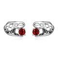 wholesale 925 Sterling Silver Red Crystal Dinosaur Stud Earrings Animal  for Women and Men-0-0