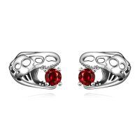 wholesale 925 Sterling Silver Red Crystal Dinosaur Stud Earrings Animal  for Women and Men-Dinosaur Stud Earrings