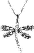 wholesale 925 Sterling Silver Dragonfly Pendant Necklace with Cubic Zirconia Gemstone Gifts for Women-0-0