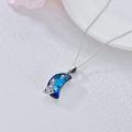 TOUPOP Sterling Silver Crystal Opal Howling Wolf Pendant Necklace-0-3