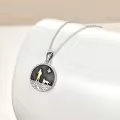 TOUPOP Sterling Silver Dog Pendant Coin Family Pet Necklace Jewelry Gifts-0-2