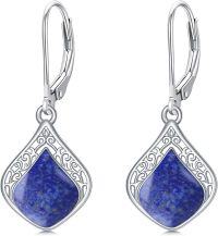 wholesale 925 Sterling Silver Teardrop White Opal Dangle Earrings for Women-Lapis Lazuli