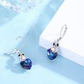wholesale 925 Sterling Silver Blue Crystal Heart Sloth Drop Earrings-0-1