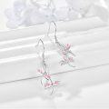 wholesale 925 Sterling Silver Pink Crystal Dragonfly Drop Earrings for Women Girls  4cm Long-0-1