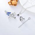 wholesale 925 Sterling Silver & Moissanite Blue Morpho Butterfly Urn Necklace, Christian Cross Cremation Jewelry for Ashes-0-1