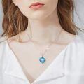 wholesale 925 Sterling Silver Compass Pendant Necklace With Turquoise Zircon Platinum Plated-0-19
