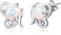 wholesale 925 Sterling Silver 5mm Lab Created Opal Butterfly Stud Earrings Hypoallergenic Gift-0-0
