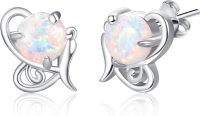 wholesale 925 Sterling Silver 5mm Lab Created Opal Butterfly Stud Earrings Hypoallergenic Gift-White