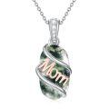 wholesale 925 Sterling Silver Mom Moss Agate Pendant Necklace Two Tone Rose Gold-0-18
