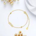 wholesale 14k Gold Triple Heart Charm Bracelet With Crystal Center For Women-0-3