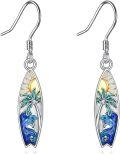 wholesale 925 Sterling Silver Palm Tree Surfboard Drop Earrings Ocean Jewelry Birthday Gifts for Women-0-0