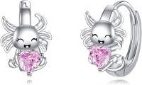wholesale 925 Sterling Silver Angel with Pink CZ Heart Studs - Valentine's Day Gift for Her-Axolotl