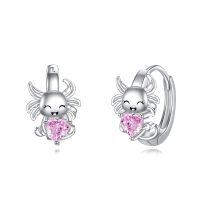 wholesale 925 Sterling Silver Angel with Pink CZ Heart Studs - Valentine's Day Gift for Her-Axolotl