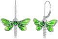 wholesale 925 Sterling Silver Blue Enamel Dragonfly Leverback Drop Dangle Earrings for Women-0-4