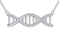 wholesale 925 Sterling Silver Cubic Zirconia Dna Pendant Necklaces for Women Girls Gifts Medical Science Jewelry 45cm Chain Length-Silver White