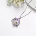 TOUPOP Sterling Silver Stone Animal Necklace: Butterfly Cat Dog Bee Elephant Rabbit Penguin Horse Snake Phoenix Gift (Bee Flower)-0-4