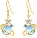 wholesale 925 Sterling Silver Moonstone Planet & Star Drop Earrings - Celestial Jewelry for Women-0-0