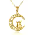 wholesale 14K Gold Moon & Cats Pendant Necklaces Wholesale for Women Cat Lovers Gifts Jewelry-0-0