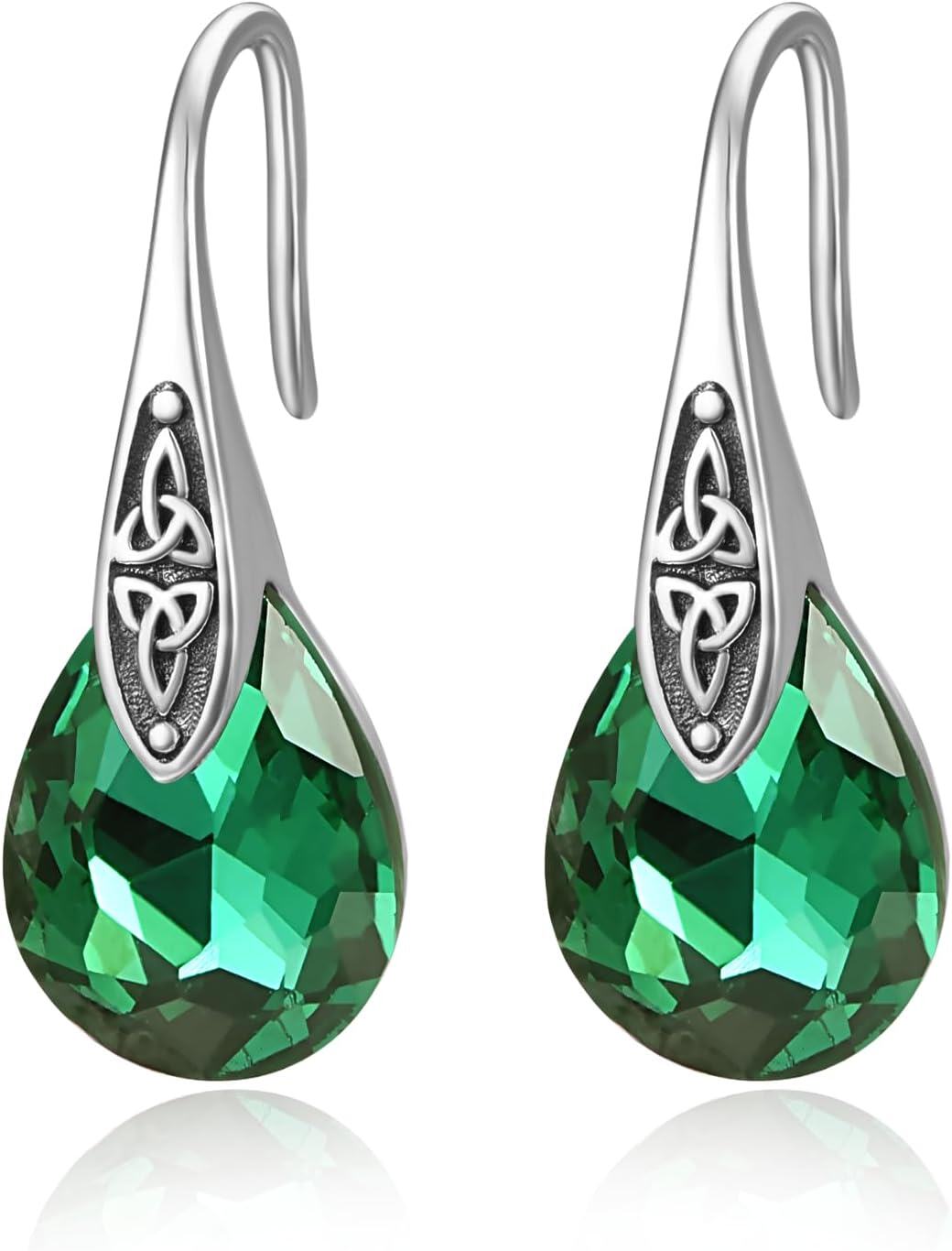 wholesale 925 Sterling Silver Birthstone Celtic Knot Dangle Earrings Women s Jewelry Gift-05 May