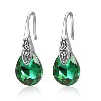wholesale 925 Sterling Silver Teardrop Earrings Wholesale With Blue Crystals-05 May