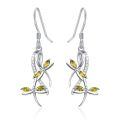 wholesale 925 Sterling Silver Yellow Citrine Dragonfly Drop Earrings-0-0