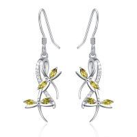 wholesale 925 Sterling Silver Yellow Citrine Dragonfly Drop Earrings-peridot