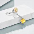 wholesale 925 Sterling Silver Citrine Crystal Gemstone Filigree Teardrop Dangle Leverback Earrings-0-3
