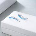 wholesale 925 Sterling Silver White Opal Curved Ear Climber Non-Hypoallergenic Crawler Earrings for Women Girls Gifts Jewelry 4cm Long-0-7