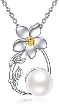 wholesale 925 Sterling Silver Pearl Lotus Flower Pendant Necklace for Women Girls s-Pearl Daisy Necklace