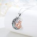 wholesale 925 Sterling Silver Abalone Shell Cat on the Moon Tree of Life Pendant Necklace-0-1