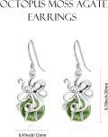 wholesale 925 Sterling Silver Green Stone Octopus Drop Dangle Earrings for Women Christmas Gifts-0-4