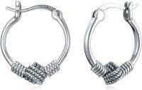 wholesale 925 Sterling Silver Bali Knot Design Hypoallergenic Huggie Hoop Earrings for Women-Boho Bali Hoop Earrings-09