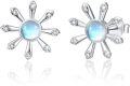 wholesale 925 Sterling Silver Moonstone Starburst Stud Earrings - Blue & White Colorful Stone s for Women and Girls-0-0
