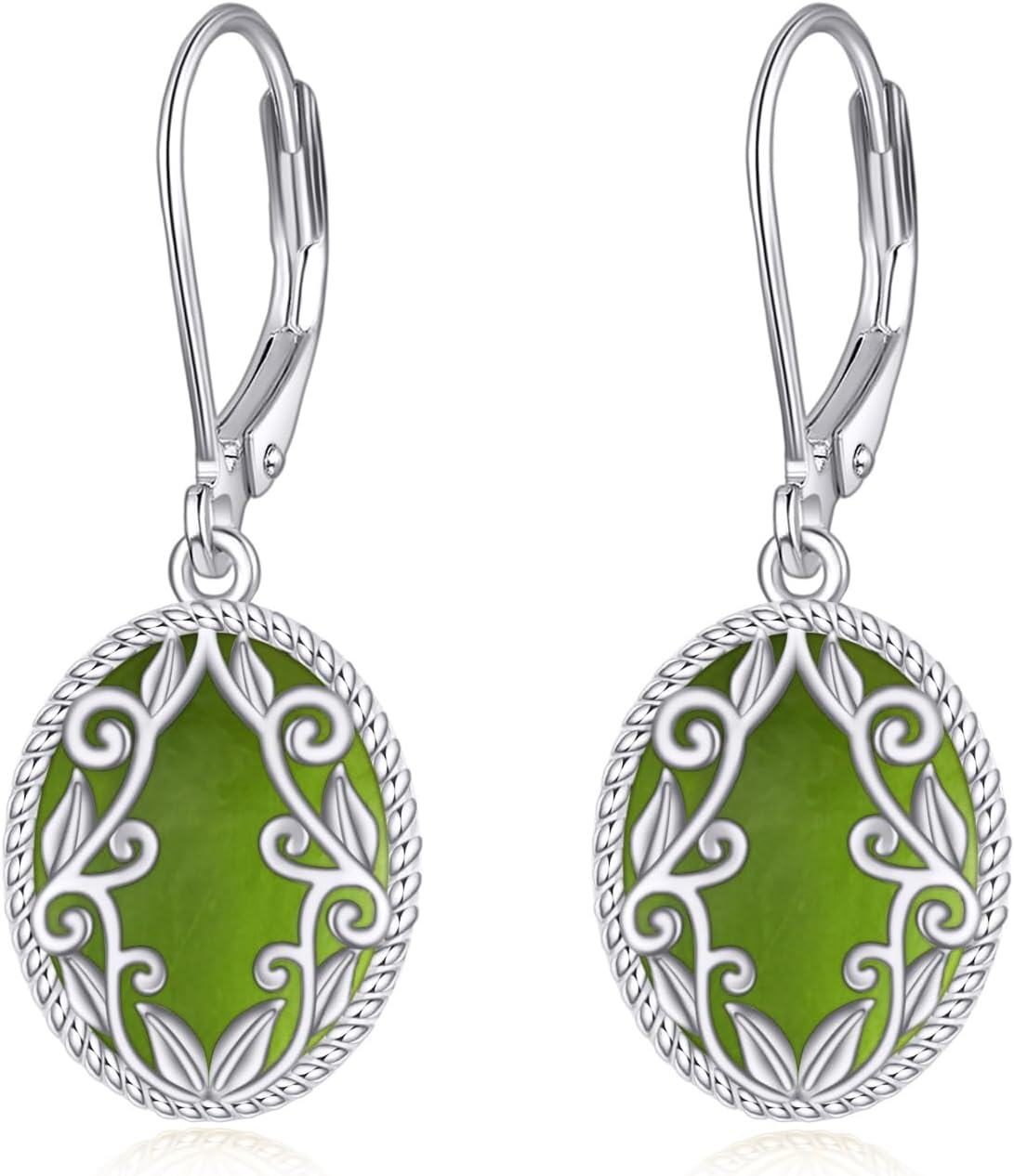 Sterling Silver Celtic Teardrop Filigree Earrings Jewelry Gifts for Women-Peridot Oval Earrings