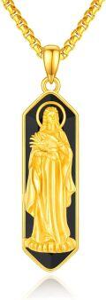 wholesale 925 Sterling Silver Gold Plated Virgin Mary Pendant Chain Necklace-0-0