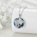 wholesale 925 Sterling Silver Blue Crystal Tree of Life Cat Pendant Necklace-0-3
