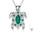 wholesale 925 Sterling Silver Green Crystal Sea Turtle Pendant Necklace-0-0