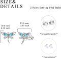 wholesale 925 Sterling Silver White Gold Plated Aquamarine Blue Crystal Dragonfly Stud Earrings 10x13mm 2.8g Hypoallergenic Gift for Women-0-1