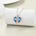 TOUPOP Sterling Silver Crystal Elephant Necklace Mother Daughter Gift-0-1