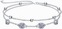 wholesale Sterling Silver Birthstone Anklet Bracelets for Women Gifts-06-Light Purple Bracelet 7\"-9\"