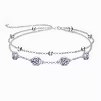 wholesale 925 Sterling Silver Birthstone Anklet Bracelets for Women Gifts-06-Light Purple Bracelet 7\"-9\"