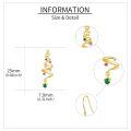 wholesale 14k Yellow Gold Christmas Tree Earrings With Pink Green And White Gemstones-0-3