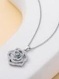wholesale 925 Sterling Silver 925 Rose Flower Pearl Pendant Necklace: Romantic Gift for Women/Girls-0-3